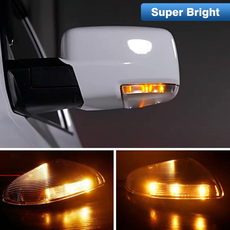 TOP-MAX Ram Puddle Light Mirror Turn Signal Light, Left Driver Side LED Puddle Lamp Compatible with 2009-2018 Dodge Ram 1500 2500 68064949AA (Amber+White) - Image 3